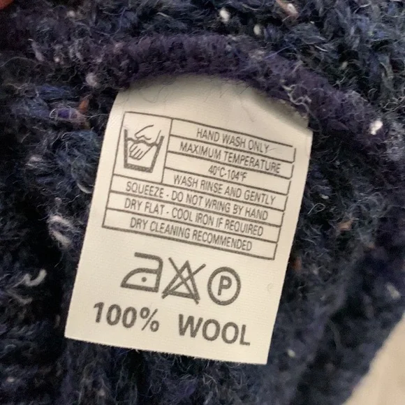 Oak Tree‎ Original Wool Crew Sweater Blue navy unisex chunky cable knit size XL